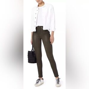 Rag & Bone/Jean Dark Olive Green Leather Skinny Pant Size 24 NWOT